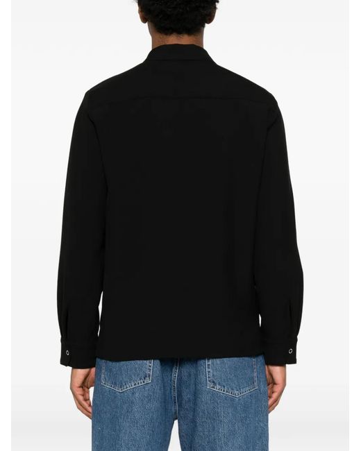 Sandro Black Zip-Up Wing-Collar Shirt for men