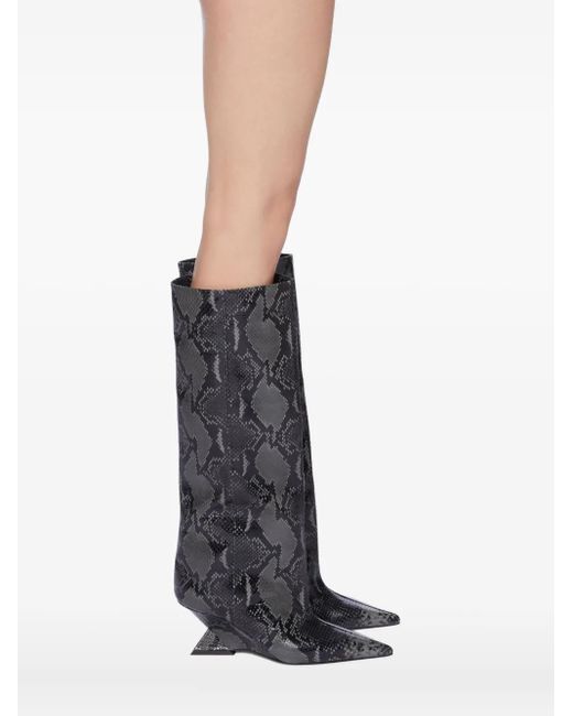 The Attico Black 65Mm Snakeskin-Print Boots