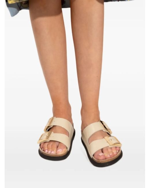 Birkenstock White Arizona Droplet Leather Sandals