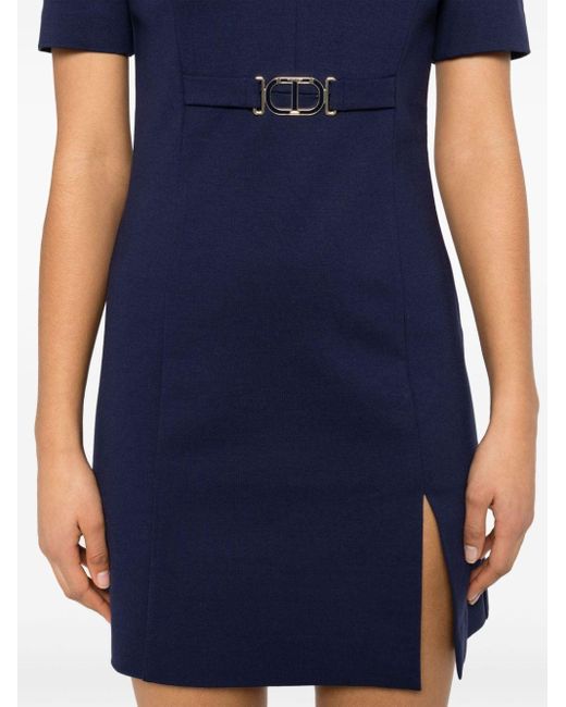 Twin Set Jersey Mini-jurk Met V-hals in het Blue