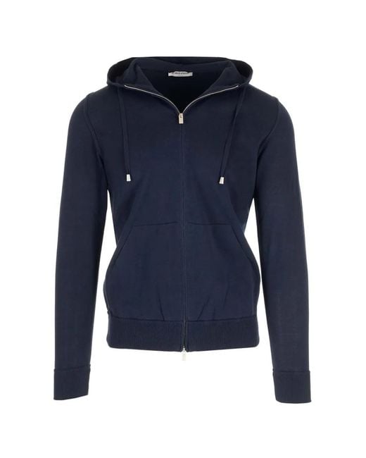 Al Duca D'aosta Blue Zip-Up Drawstring Hoodie for men