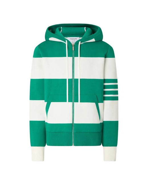 Thom Browne Green Hector 4-Bar Hoodie for men