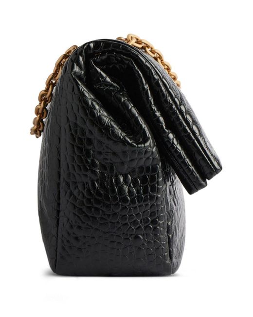 Balenciaga Black Medium Monaco Crocodile-effect Shoulder Bag