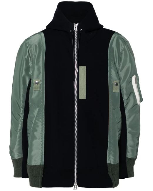 Sacai Black Twill Hoodie for men