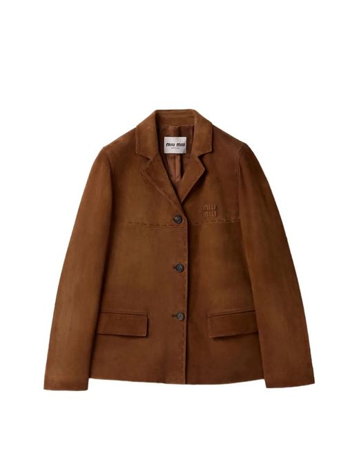 Miu Miu Brown Veste En Daim