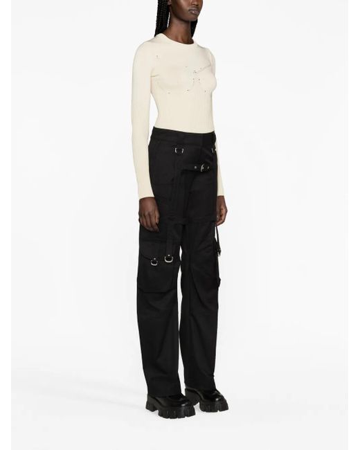 MARINE SERRE Natural Rib-Knit Long-Sleeve Top