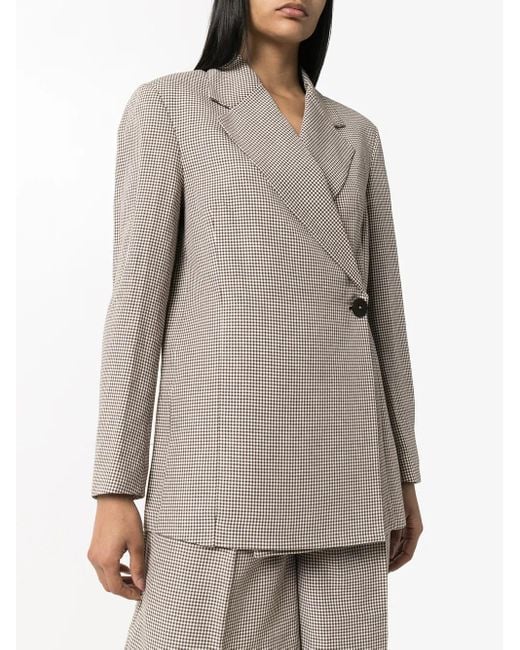 Remain Brown Viv Checked Double-Breasted Blazer