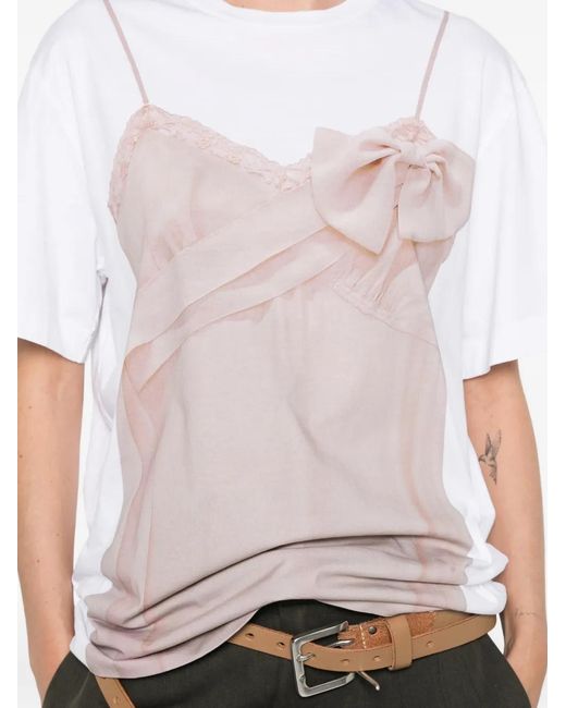Simone Rocha Pink Bow Sash T-Shirt