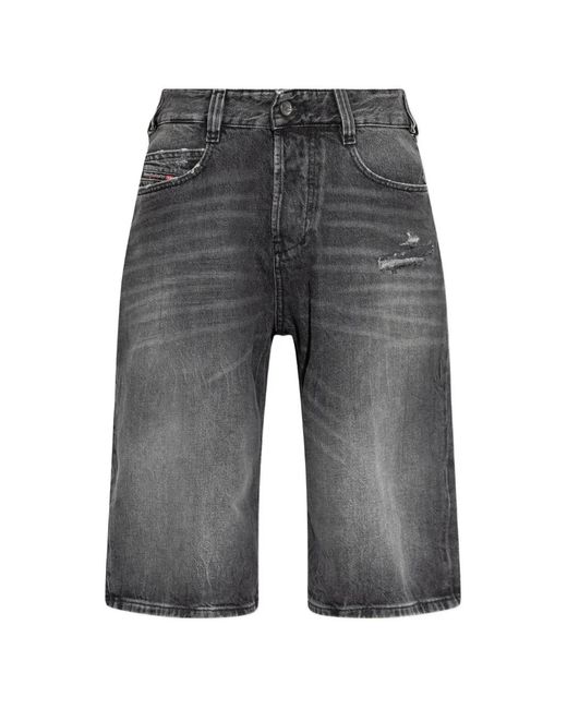 DIESEL Gray Distressed Faded-Effect Shorts