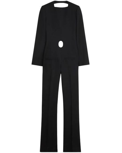 Courreges Black Open-Back Virgin Wool Jumpsuit