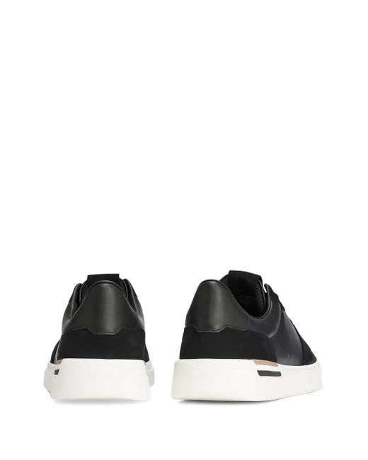 HUGO Black Leather Suede Panel Trainers for men
