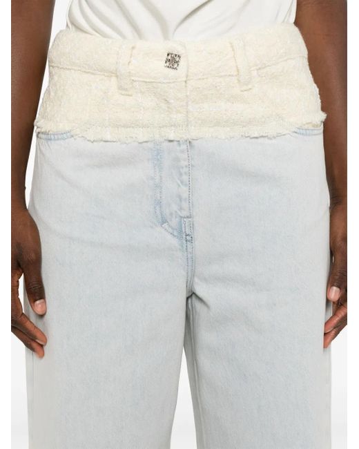 Givenchy White Light Contrast-Panel Straight-Leg Mid-Rise Jeans