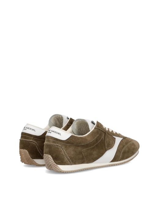 Philippe Model Brown Planche Lateral-Logo Suede Sneakers for men