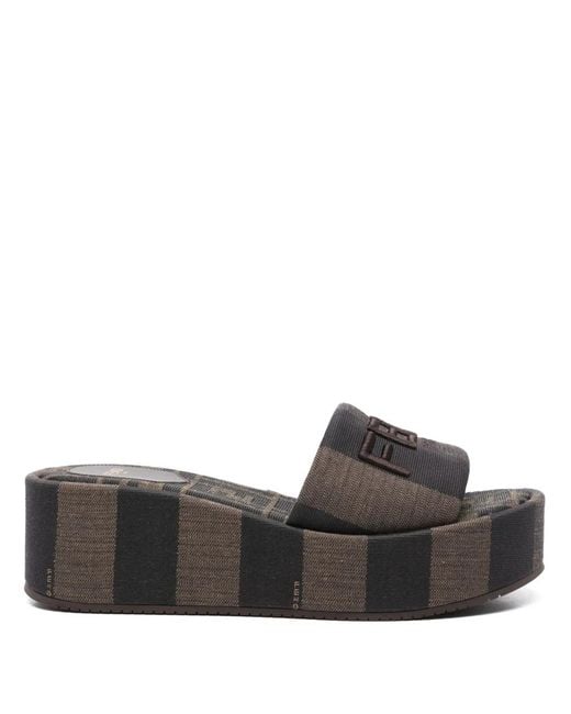 Fendi Gray Sunshine Flatform Sandals