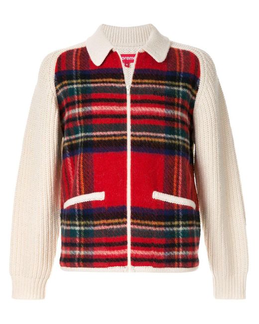 Supreme plaid front zip sweater シュプリーム 