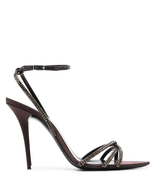 Saint Laurent Black 105Mm Ava Embellished Sandals