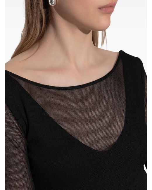 Max Mara Black Sheer-Sleeved Dress