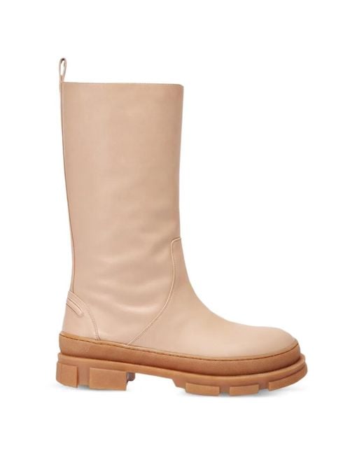 Bettina Vermillon White Marie Lug-Sole Boots