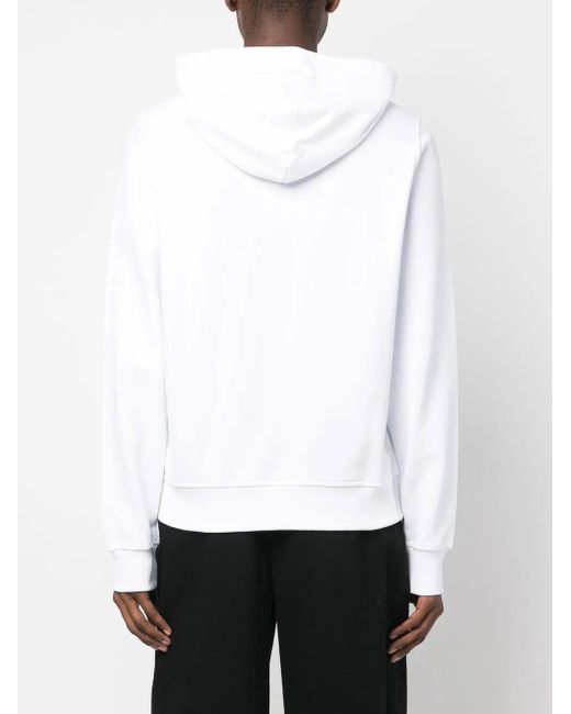 DIESEL White Logo-print Pullover Hoodie for men