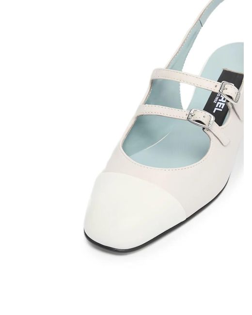 CAREL PARIS White Buckled Slingback Pumps