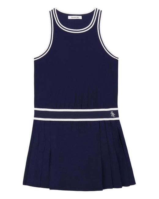 Sporty & Rich Blue Pleated Mini Dress