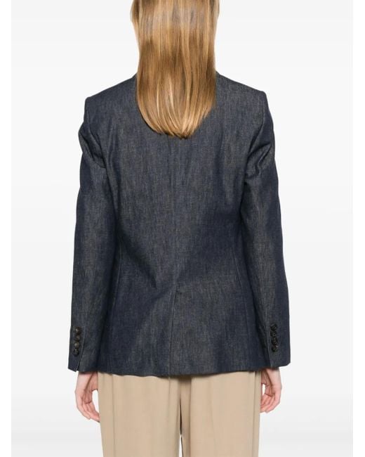 Brunello Cucinelli Chambray Blazer in het Blue