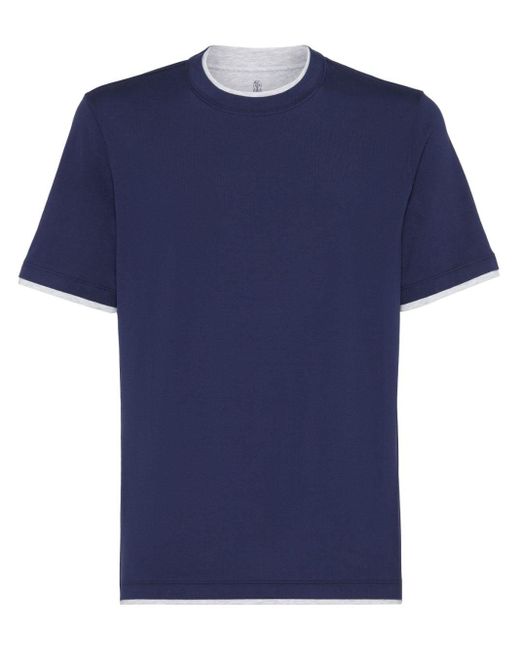 メンズ Brunello Cucinelli レイヤードスタイル Tシャツ Blue