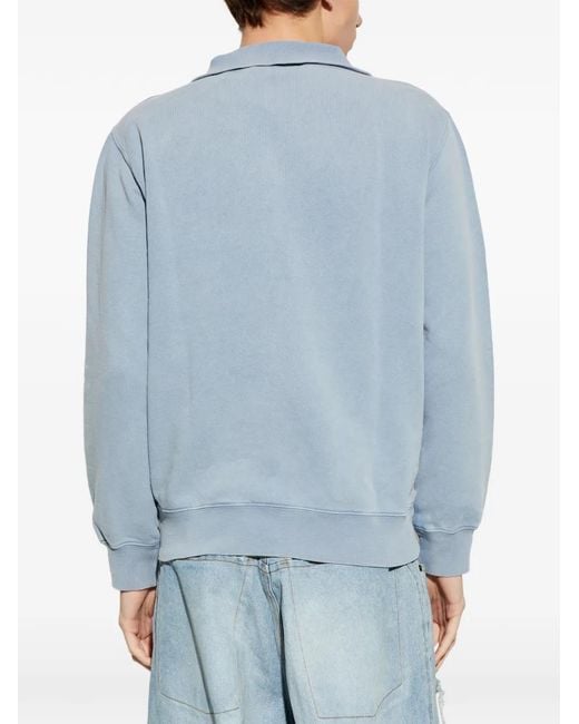 A.P.C. Blue Half-Zip Cotton Sweatshirt for men