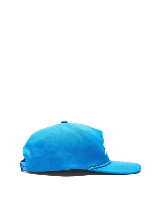SELECTED Blue Embroidery-Detail Baseball Cap for men