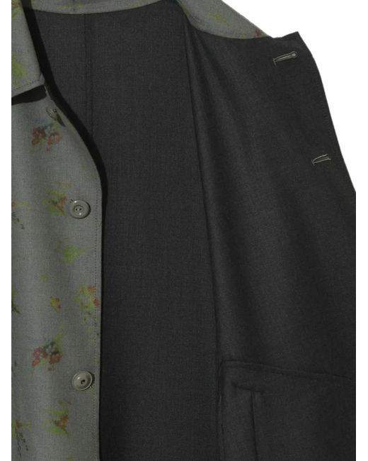 Undercover Gray Floral-Print Graphic-Patch Coat for men
