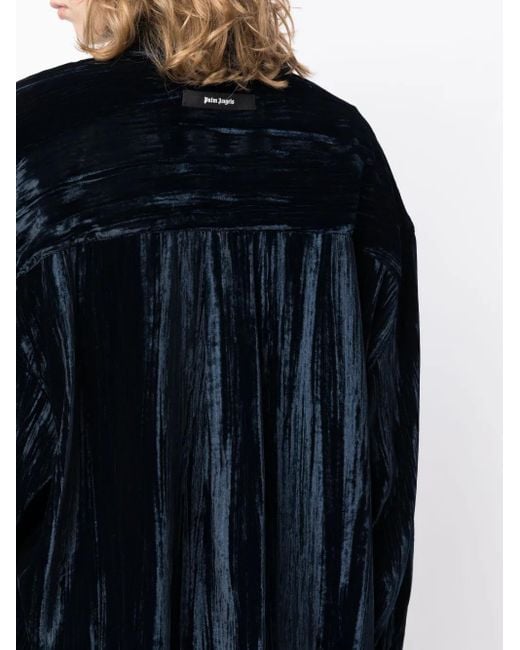 Palm Angels Black Velvet Crinkled Shirt