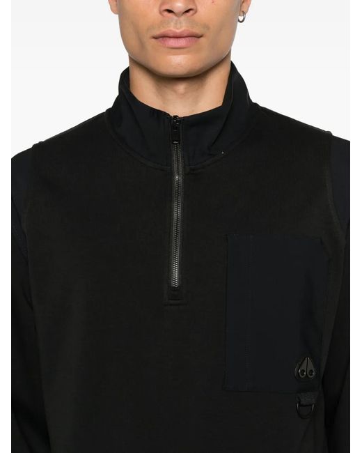 Moose Knuckles Black Patch-Pocket Sweatshirt for men