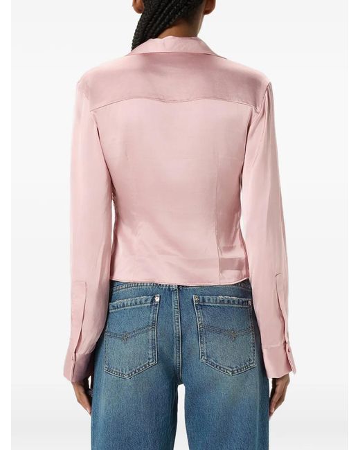 Blumarine Pink Draped Satin Blouse