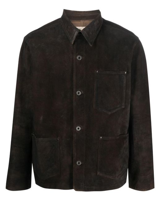 RRL Black Anton Suede Shirt Jacket for men