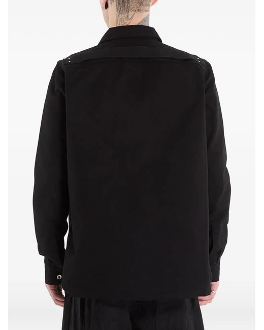 Rick Owens Black Outershirt Buttoned-Up Cotton Jacket for men