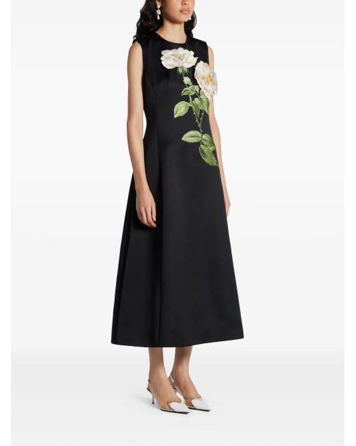 LEO LIN Black Cleo Flower-Embellished Sleeveless Dress