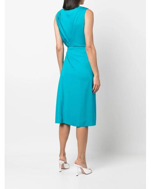 Alberta Ferretti Blue Wrap-Style Midi Dress