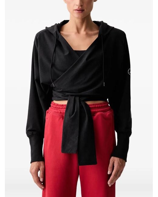 Adidas By Stella McCartney Red Wrap-Style Cropped Hoodie