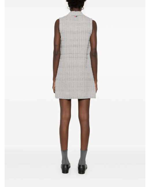 Abito Corto Con Effetto Jacquard di Thom Browne in Gray