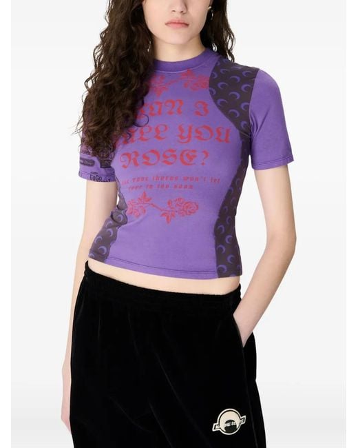 MARINE SERRE Purple Regenerated Graphic Jersey Baby Fit T-Shirt