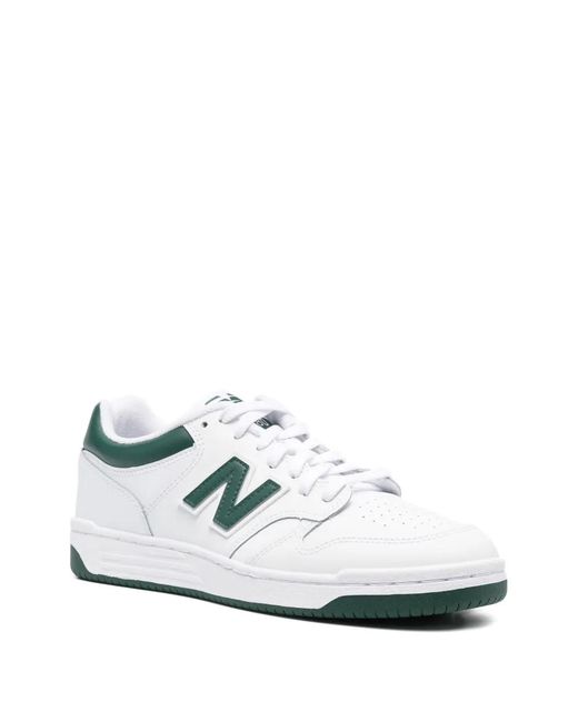 New Balance White 480 Logo-Patch Sneakers for men