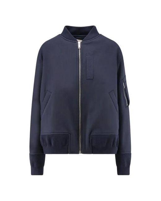Semicouture Blue Ariella Pleat-Detail Zip-Up Jacket
