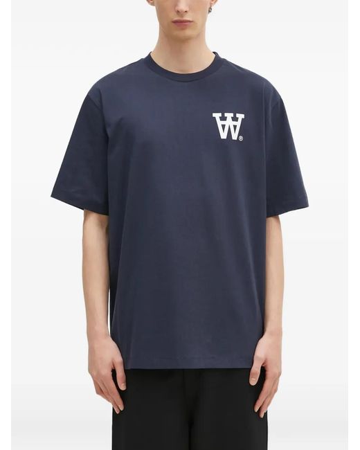 WOOD WOOD Blue Asa Logo T-Shirt for men