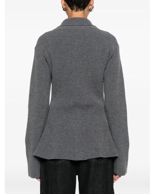 Rohe Gray Ribbed Button Top