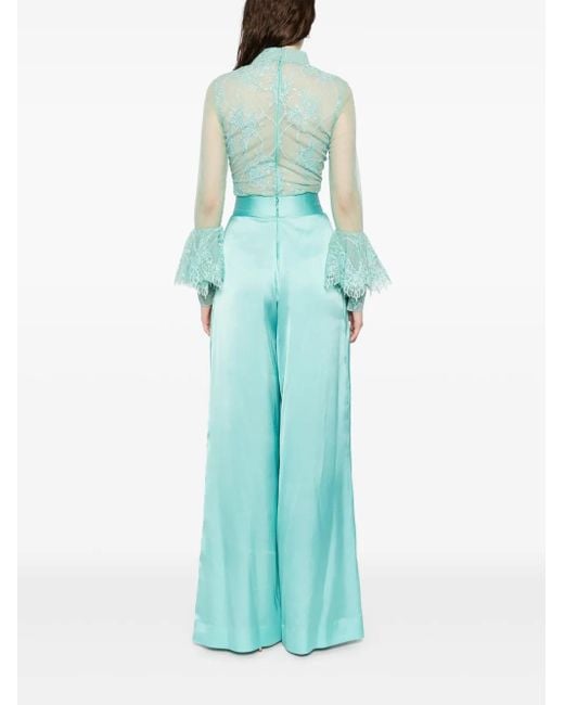 Saiid Kobeisy Green Lace Bodysuit With Coco Pants