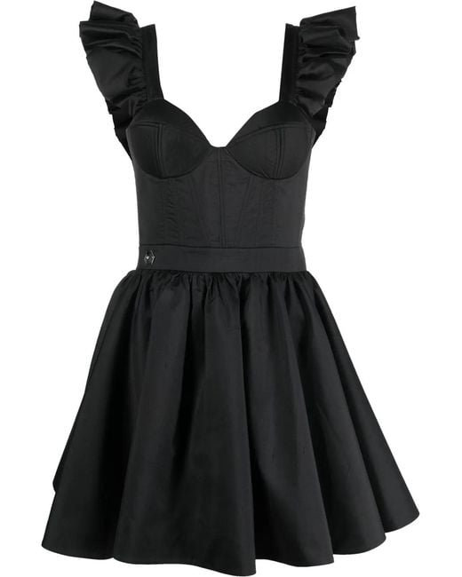 Philipp Plein Black Ruffled Mini Dress