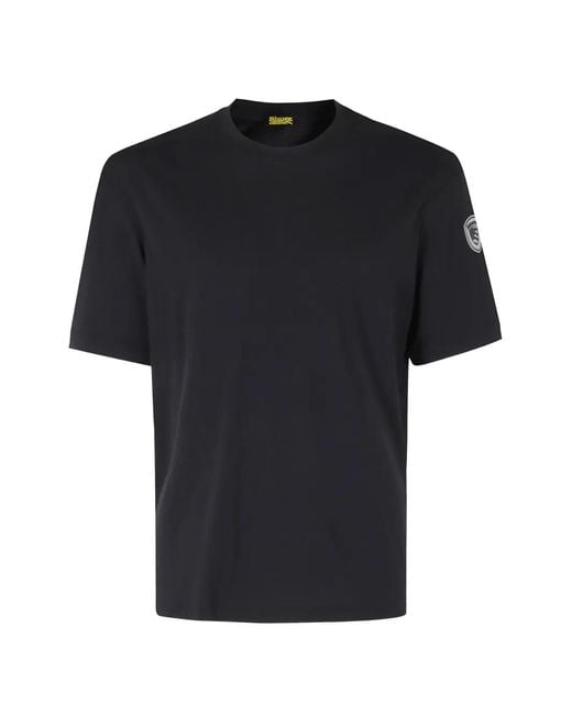 Blauer T-Shirt Mit Logo-Patch in Black für Herren