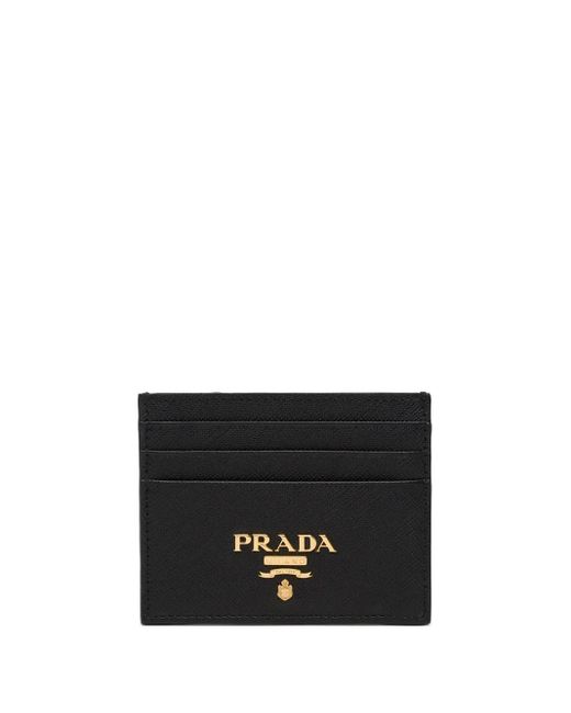 Prada Black Kartenetui Mit Goldfarbenem Logo