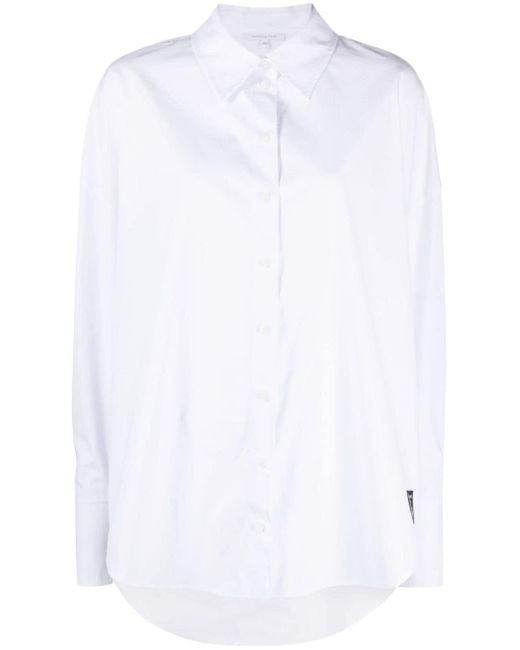 Patrizia Pepe White Logo-patch Pointed-collar Cotton Shirt