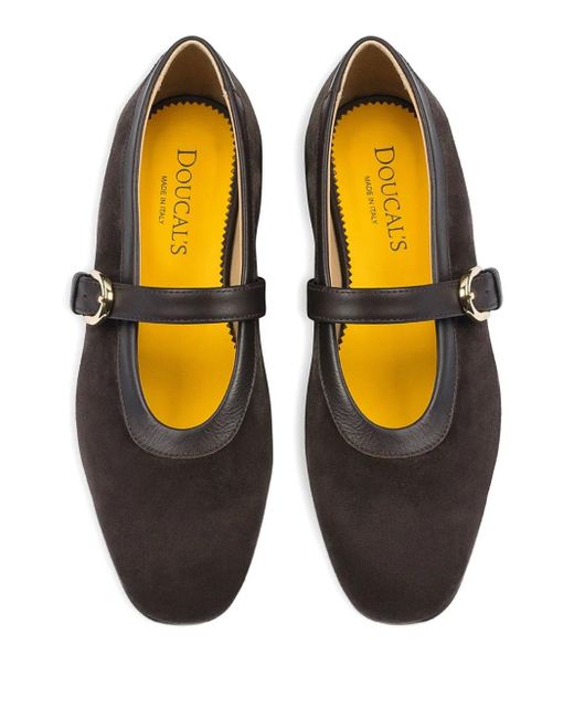 Doucal's Black Suede Strap Ballet Flat
